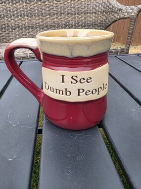 LTD Commodities I See Dumb People Mug Drip Glaze Stoneware Novelty Burgundy 16oz